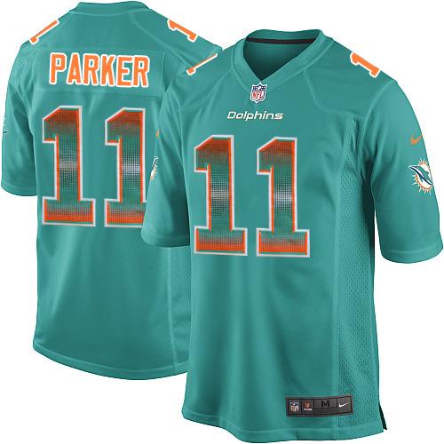 Nike Dolphins #11 DeVante Parker Aqua Green Team Color Men's Stitched NFL Limited Strobe Jersey